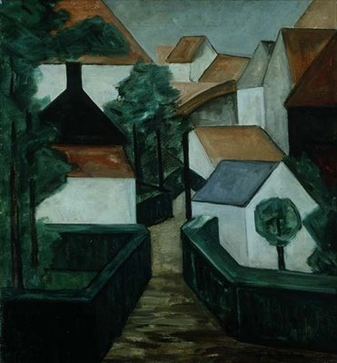 Sammensætning 5, landskab med vej af Jacoba van Heemskerck
