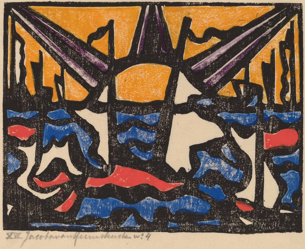 Landskab med en sol, ca. 1915. af Jacoba van Heemskerck van Beest