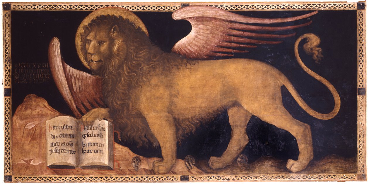 Jacobello del Fiore (ca 1370 - 1439) The Lion of Saint Mark Olie på lærred Renæssance Italien, Venetianske Skole Palazzo Ducale, Venedig 167x340 maleri af Jacobello del Fiore