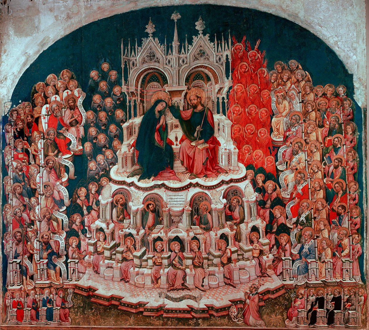 Kroningen af Jomfruen i Paradis maleri på træ af Jacobello del Fiore (1370-1439). Galleriet i Accademia Venedig fra det 15. århundrede af Jacobello del Fiore