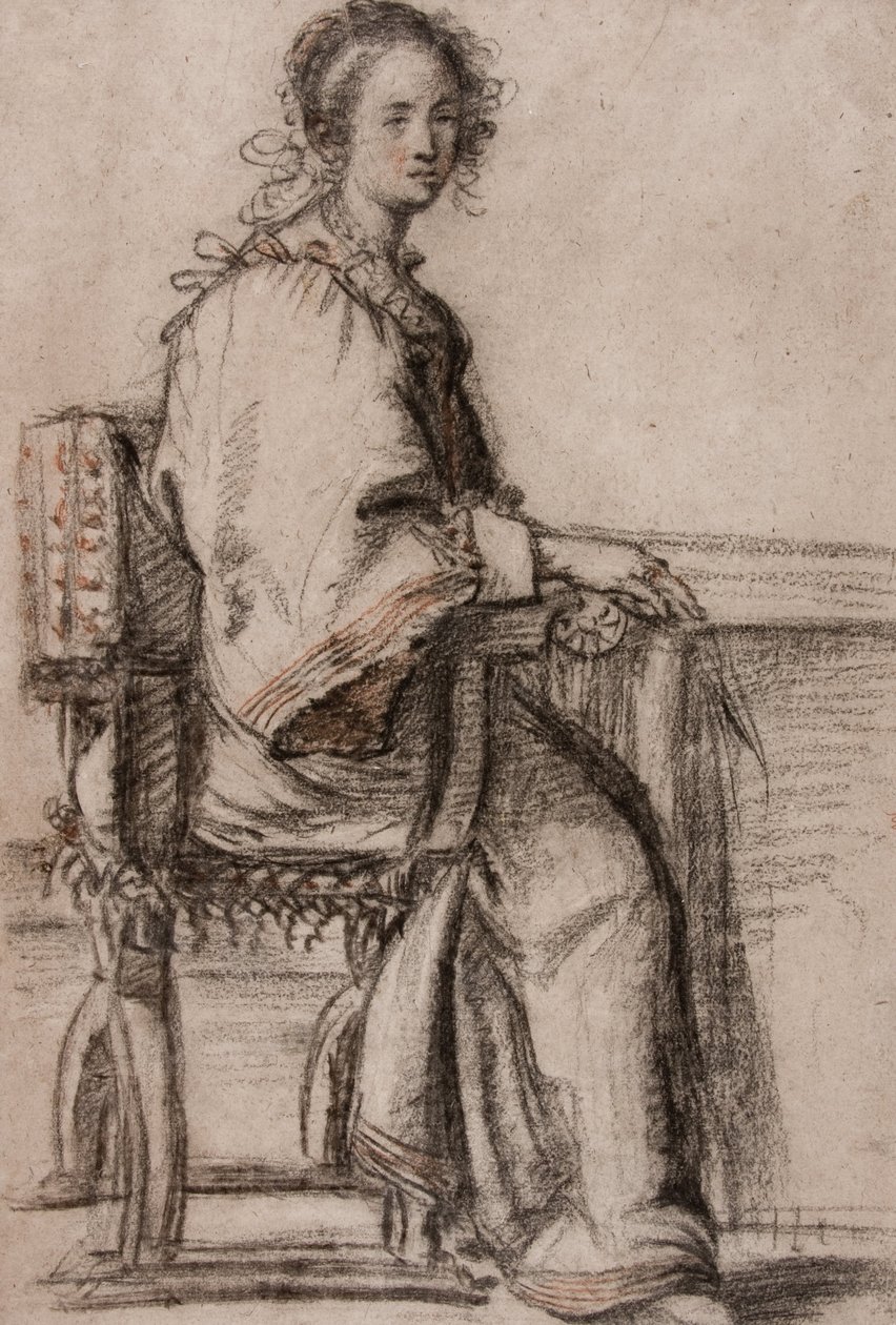 Lady sad ved et bord af Jacopo Confortini