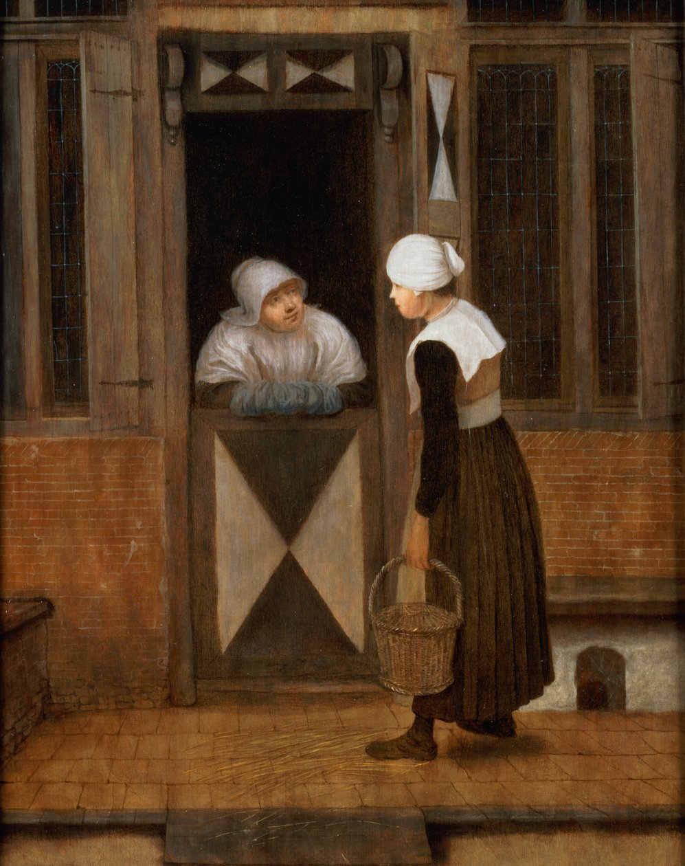 En samtale på gaden af Jacobus Vrel or Frel