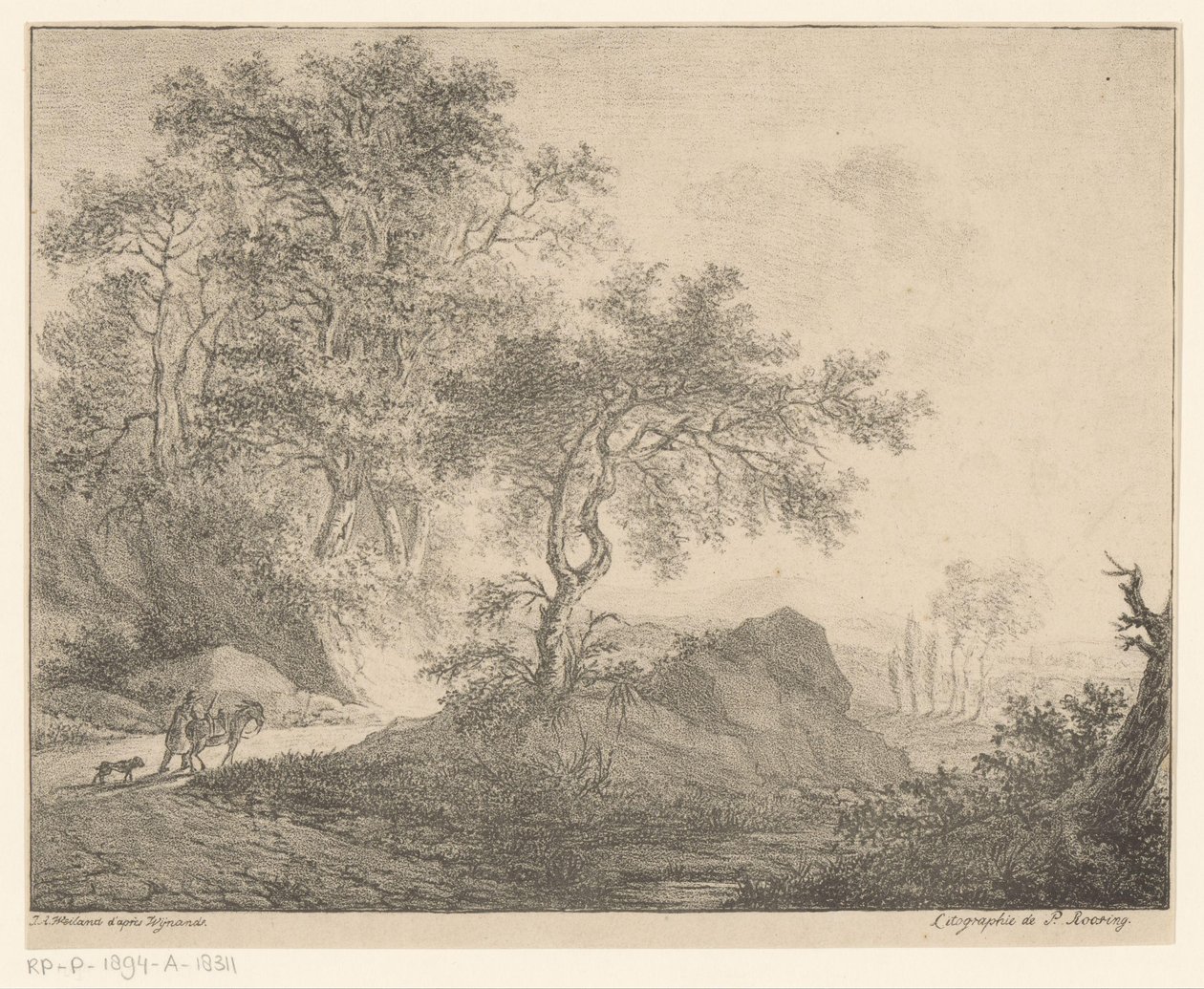 Æseldriver i bjerglandskab af Jacobus Adrianus Weiland