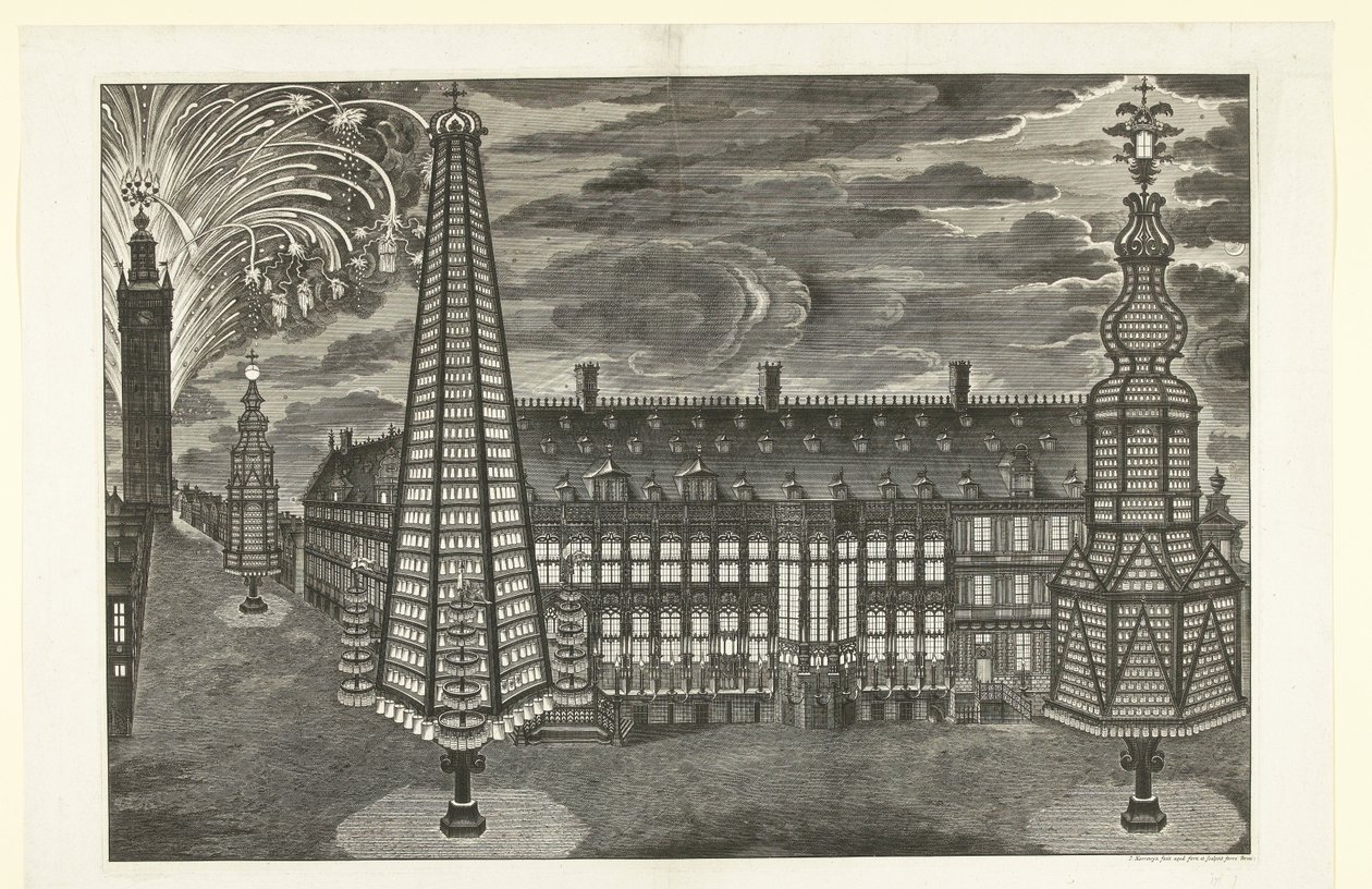 Belysning og fyrværkeri i Gent, 1717 af Jacobus Harrewijn