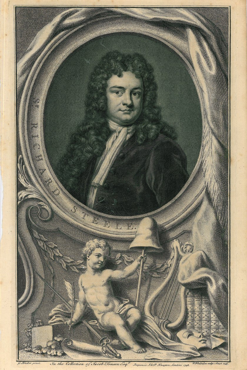 Sir Richard Steele af Jacobus Houbracken