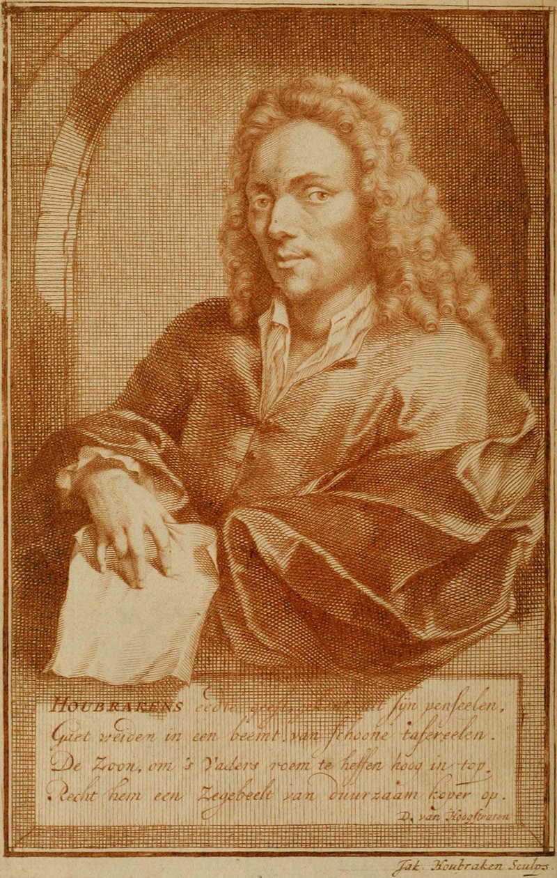 De Groote Schouburgh Der Nederlantsche Konstschilders En Schilderessen 1718 vol 1 forfatterens portræt af Jacobus Houbraken