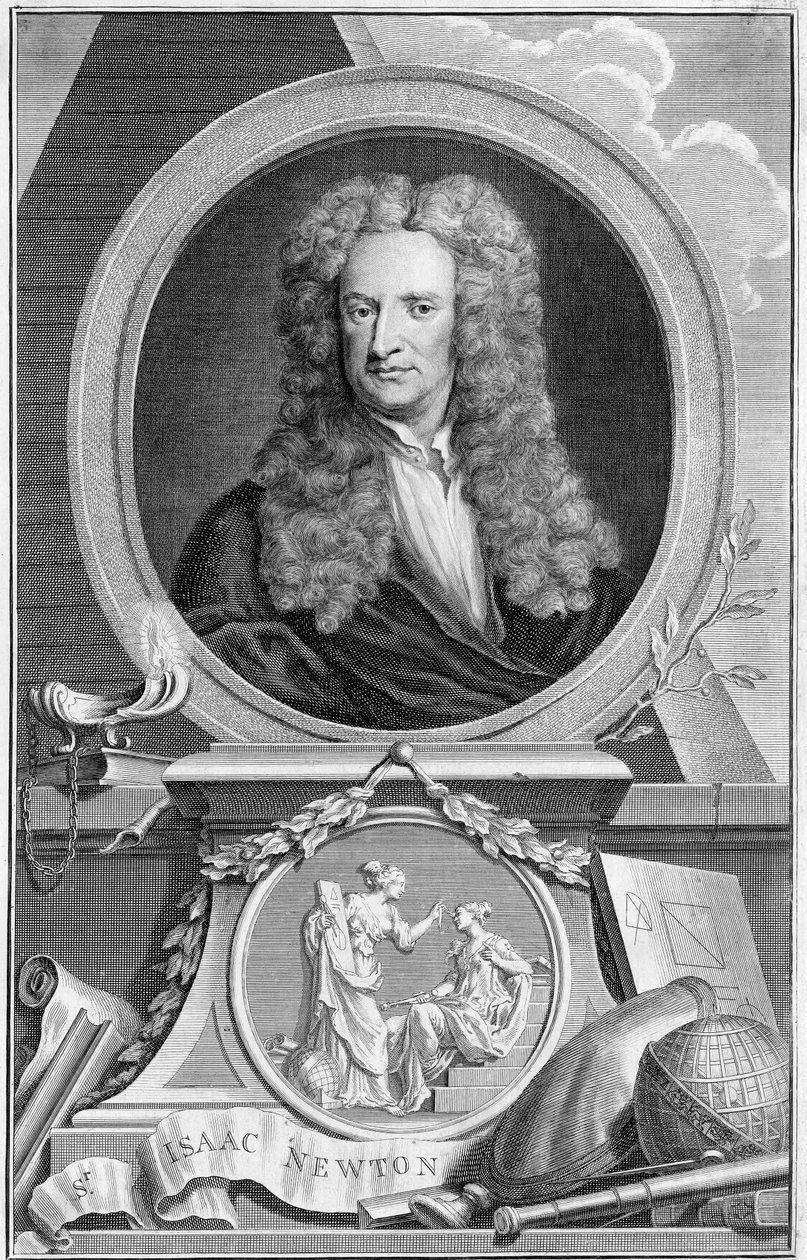 Isaac Newton 1642-1727, engelsk matematiker, astronom og fysiker, 1738 af Jacobus Houbraken