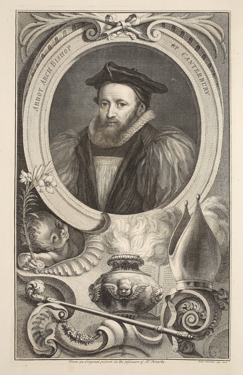 Portræt George Abbot, ærkebiskop af Canterbury, illustration fra 