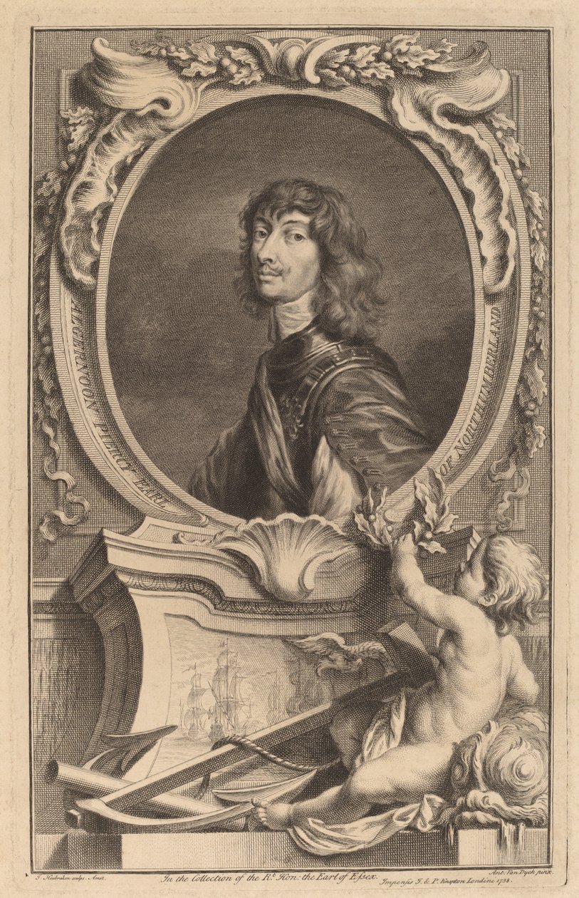 Algernon Percy, jarl af Northumberland af Jacobus Houbraken after Sir Anthony van Dyck