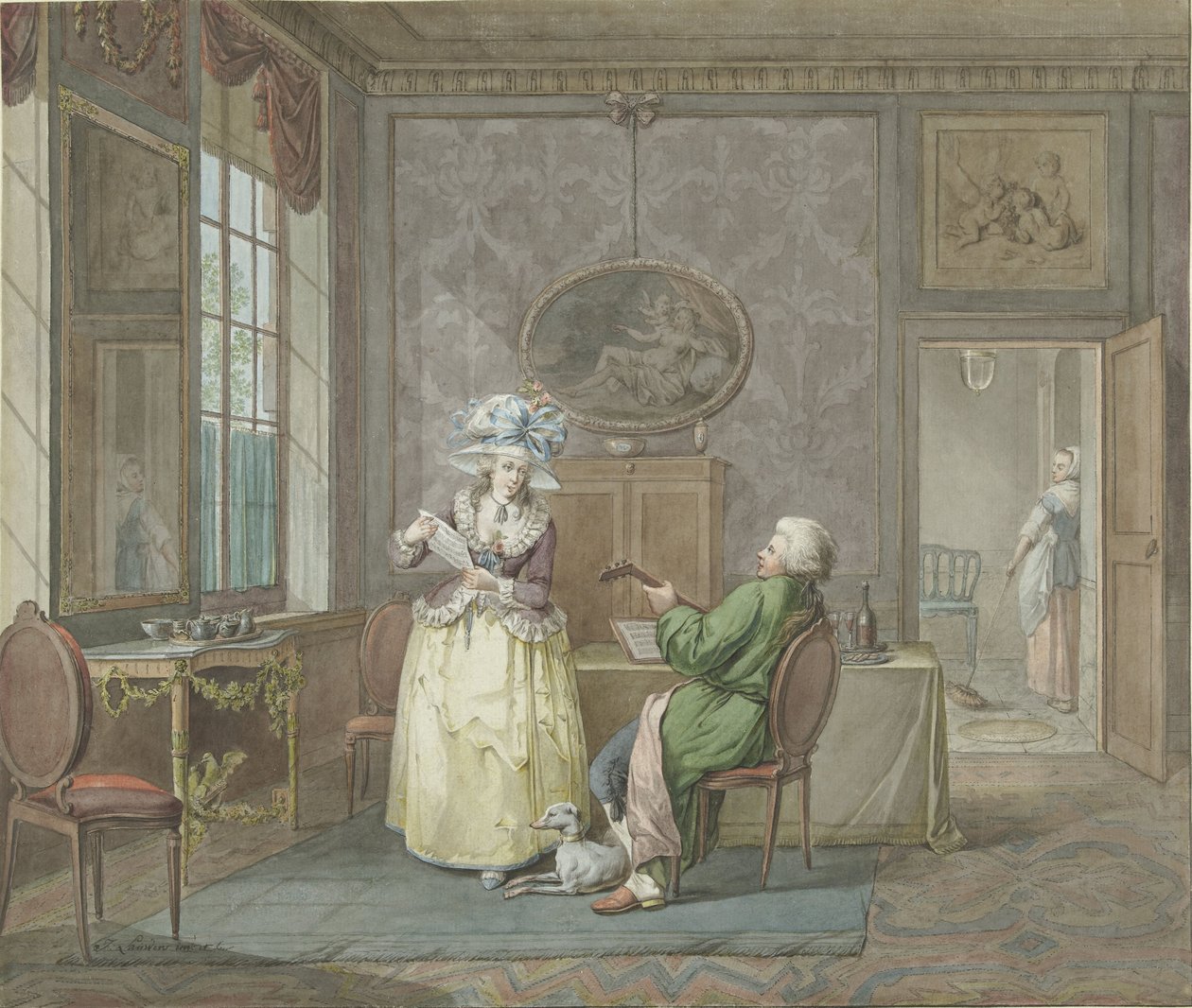 Musikpar i et interiør af Jacobus Johannes Lauwers