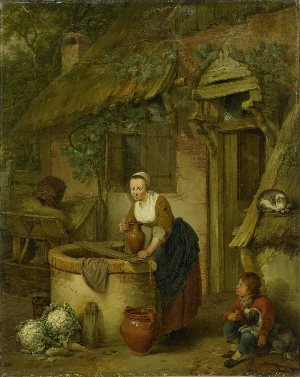 Kvinde trækker vand fra en brønd af Jacobus Johannes Lauwers