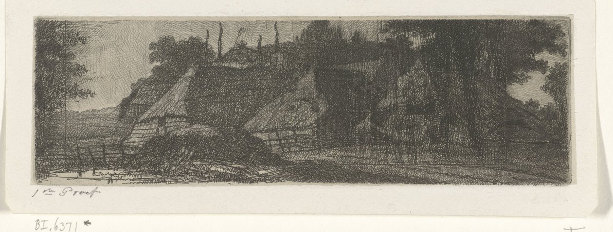 Landskab med tre gårde af Jacobus Ludovicus Cornet