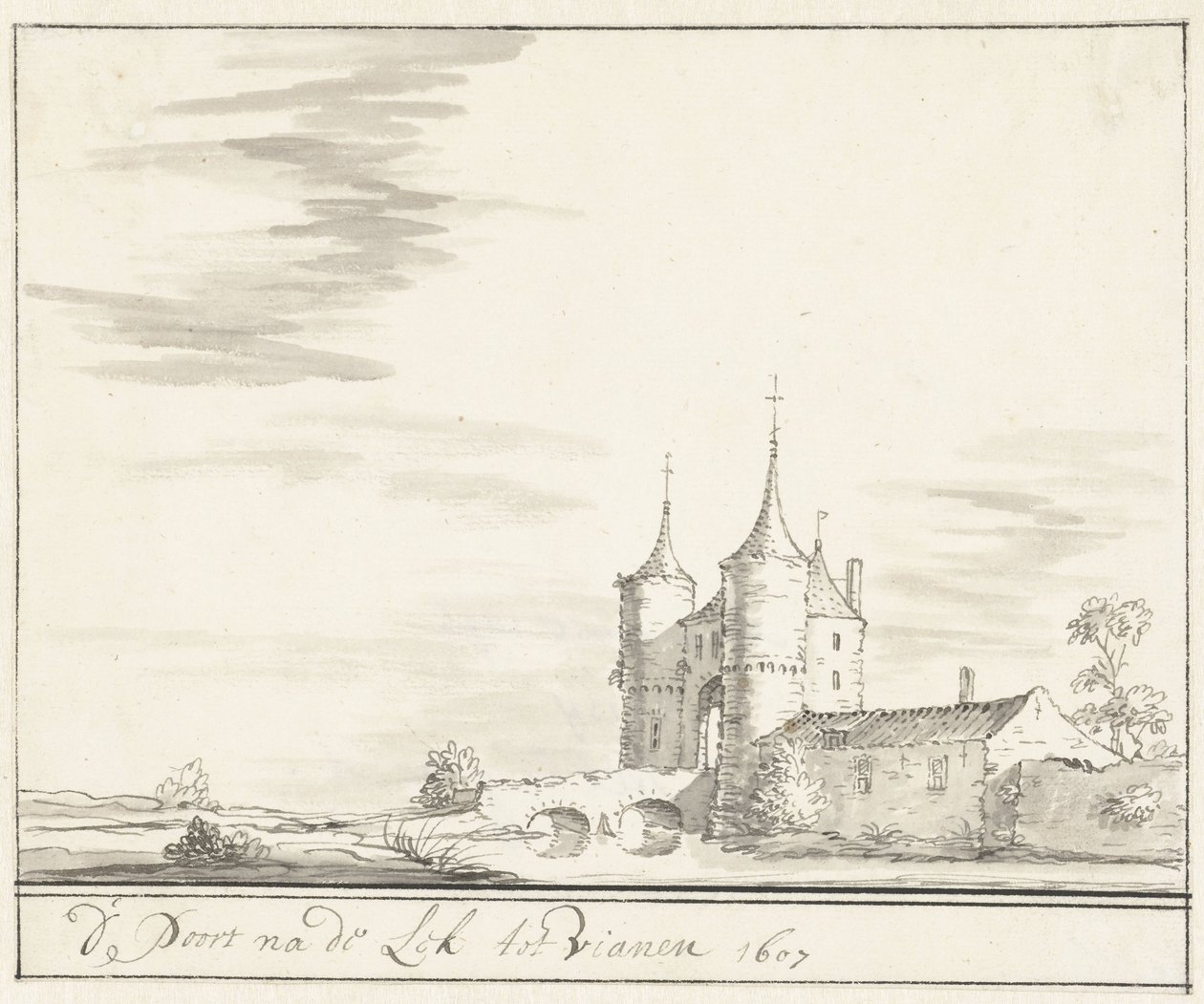 Porten på Lek i Vianen i 1607 af Jacobus Stellingwerff