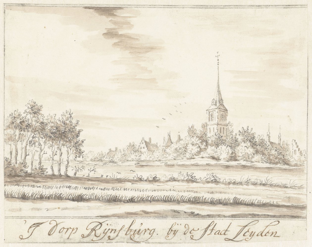Landsbyen Rijnsburg af Jacobus Stellingwerff