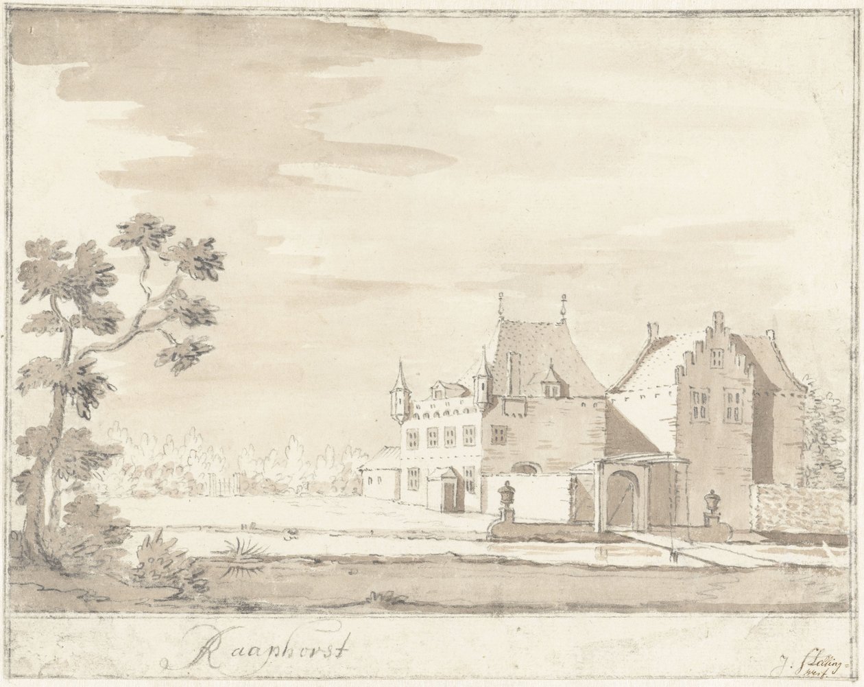 Raaphorst Slot nær Wassenaar Raaphorst (titel på objekt) af Jacobus Stellingwerff
