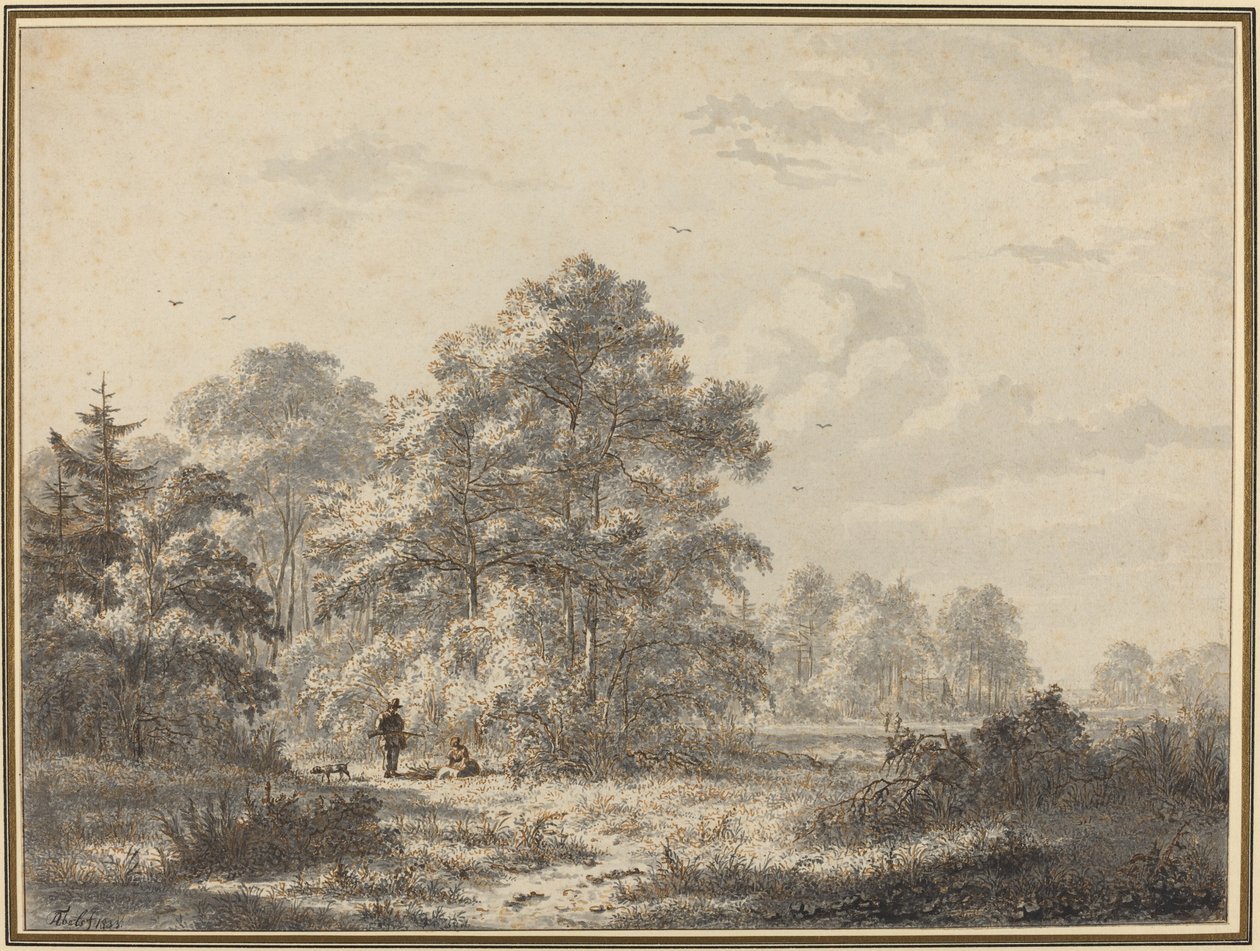 Jægere ved skovens rand af Jacobus Theodorus Abels