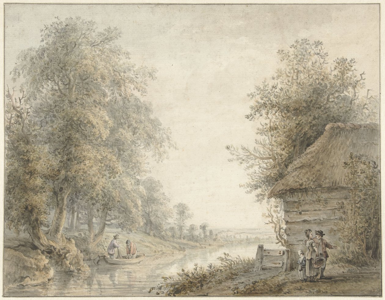 Bondens lade ved en kanal på en skov zoom af Jacobus Versteegen