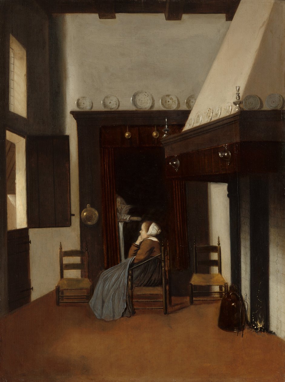 Ung kvinde i et interiør af Jacobus Vrel