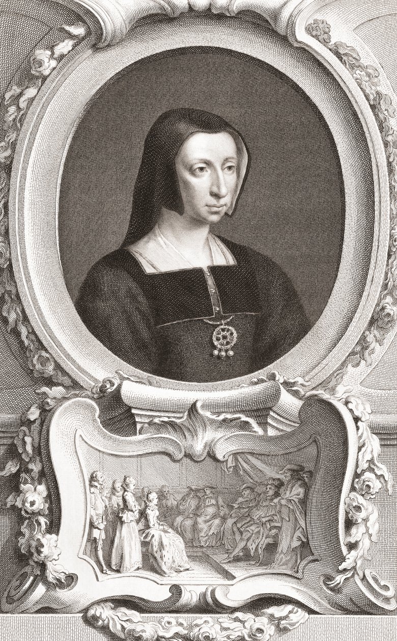Louise af Savoyen (1476-1531) fransk adelsmand og regent, hertuginde af Auvergne og Bourbon, hertuginde af Nemours og mor til kong Frans I (stik) af Jacobus and Vertue George Houbraken