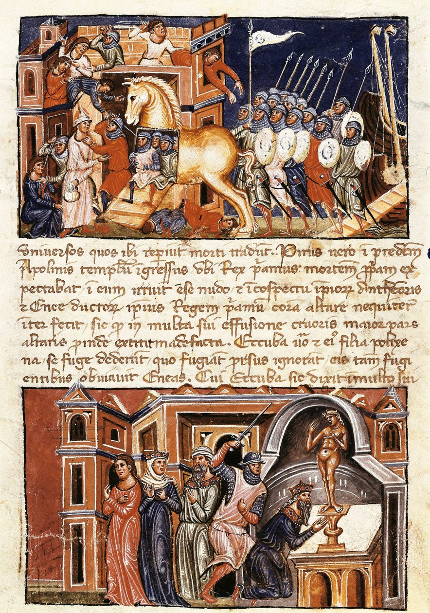 The Siege and Assault of the City of Troy, miniature fra "Historia Destructionis Troiae" af Guido delle Colone (ca. 1210-c. 1287) af Jacome Cromberger