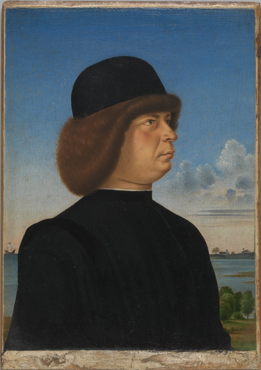 Portræt af Alvise Contarini(); (bagside) En tøjret råbuk af Jacometto Veneziano