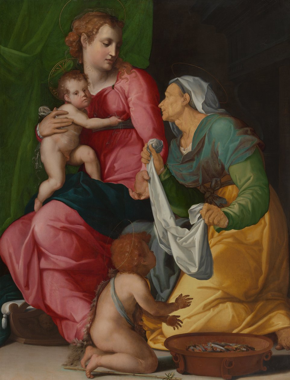 Madonna og barnet med de hellige Elizabeth og Johannes Døberen af Jacopino del Conte