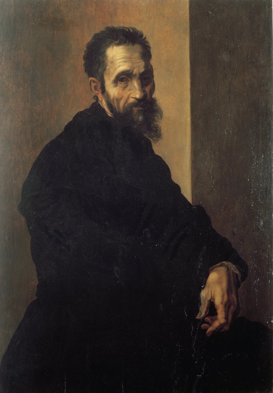 Portræt af Michelangelo Buonarroti dit Michelangelo (Michelangelo eller Michel Ange af Jacopino del Conte