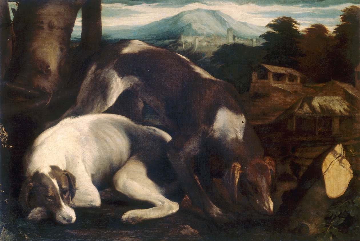 To hunde af Jacopo Bassano