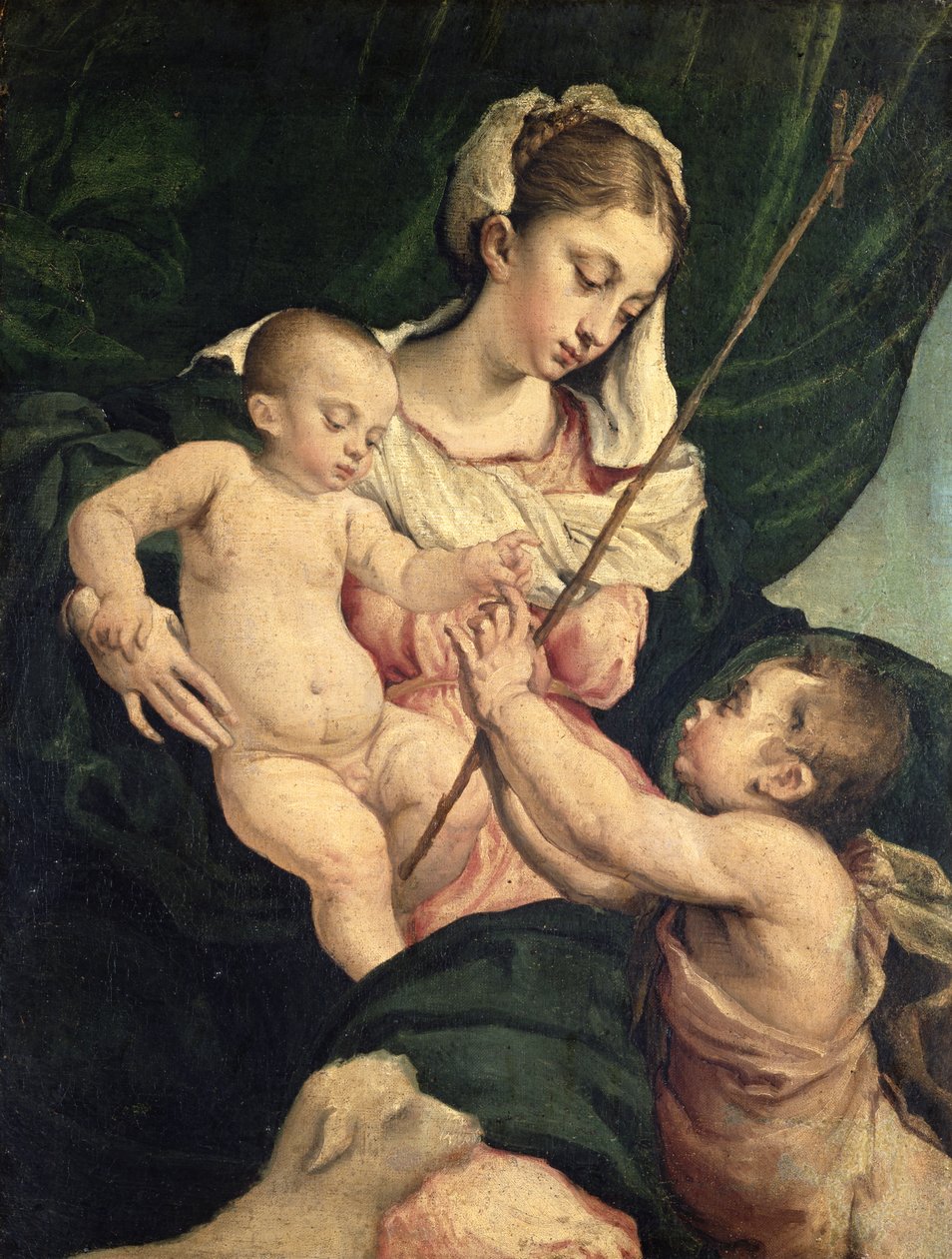 Madonna og barn med Sankt Johannes, ca.1570 af Jacopo Bassano