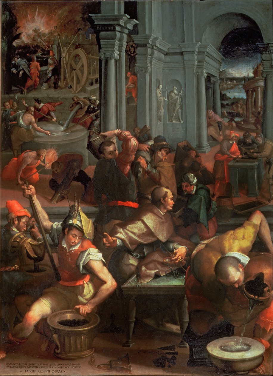 Opfindelsen af Krudt i 1313, 1572 (skifer) af Jacopo Coppi