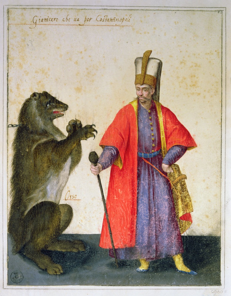 Janitsjar (pen og blæk med wc på papir) af Jacopo Ligozzi