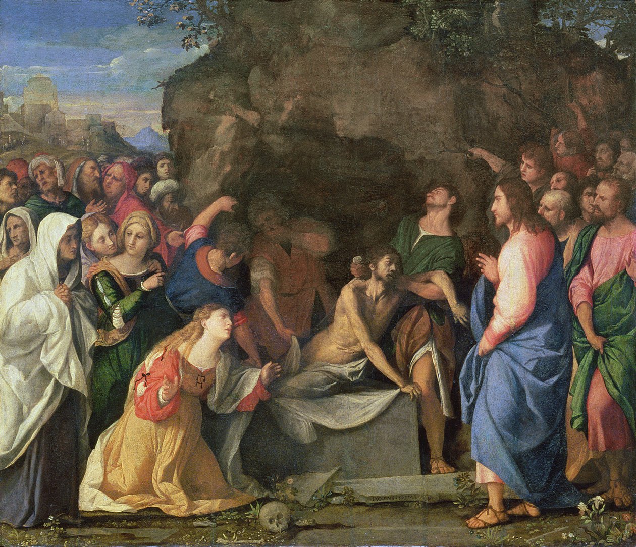 The Resurrection of Lazarus, ca. 1508-10 (panel) af Jacopo Palma