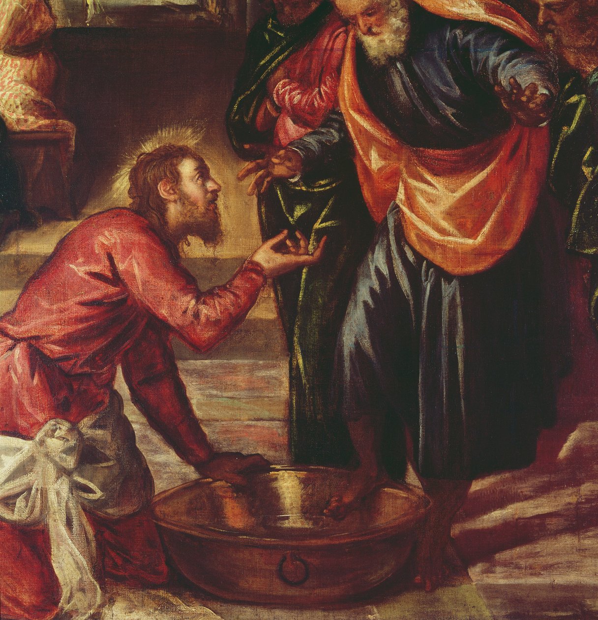 Kristus vasker disciplenes fødder (detalje af 69587) af Jacopo Robusti Tintoretto
