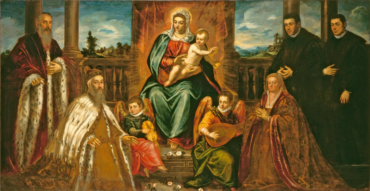 Doge Alvise Mocenigo og familie før Madonnaen og barnet, ca. 1573 af Jacopo Robusti Tintoretto