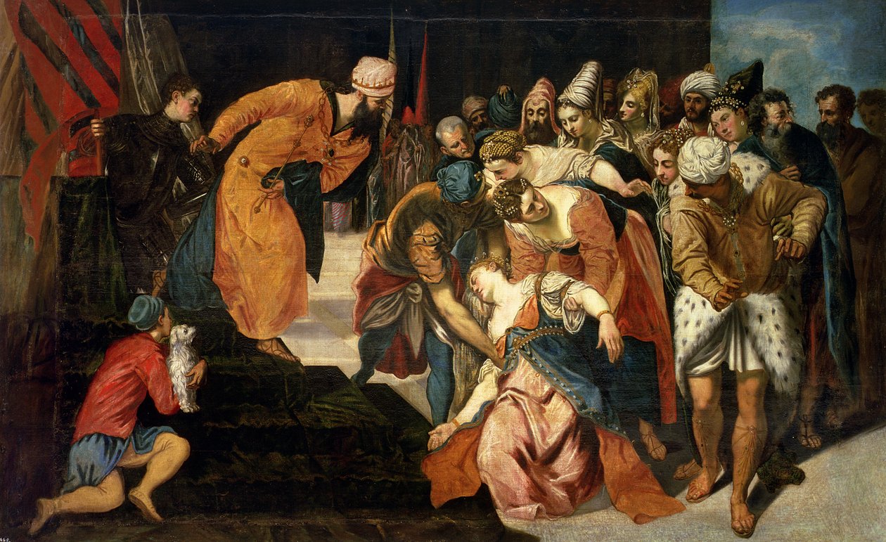 Esther før Ahasverus, 1548 af Jacopo Robusti Tintoretto