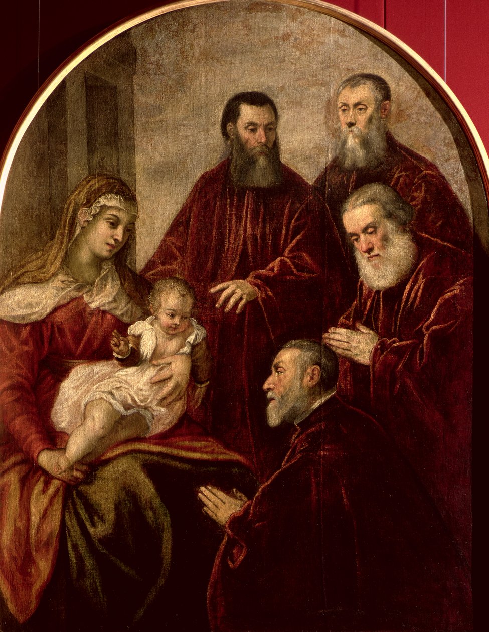 Madonna og barn med fire statsmænd af Jacopo Robusti Tintoretto