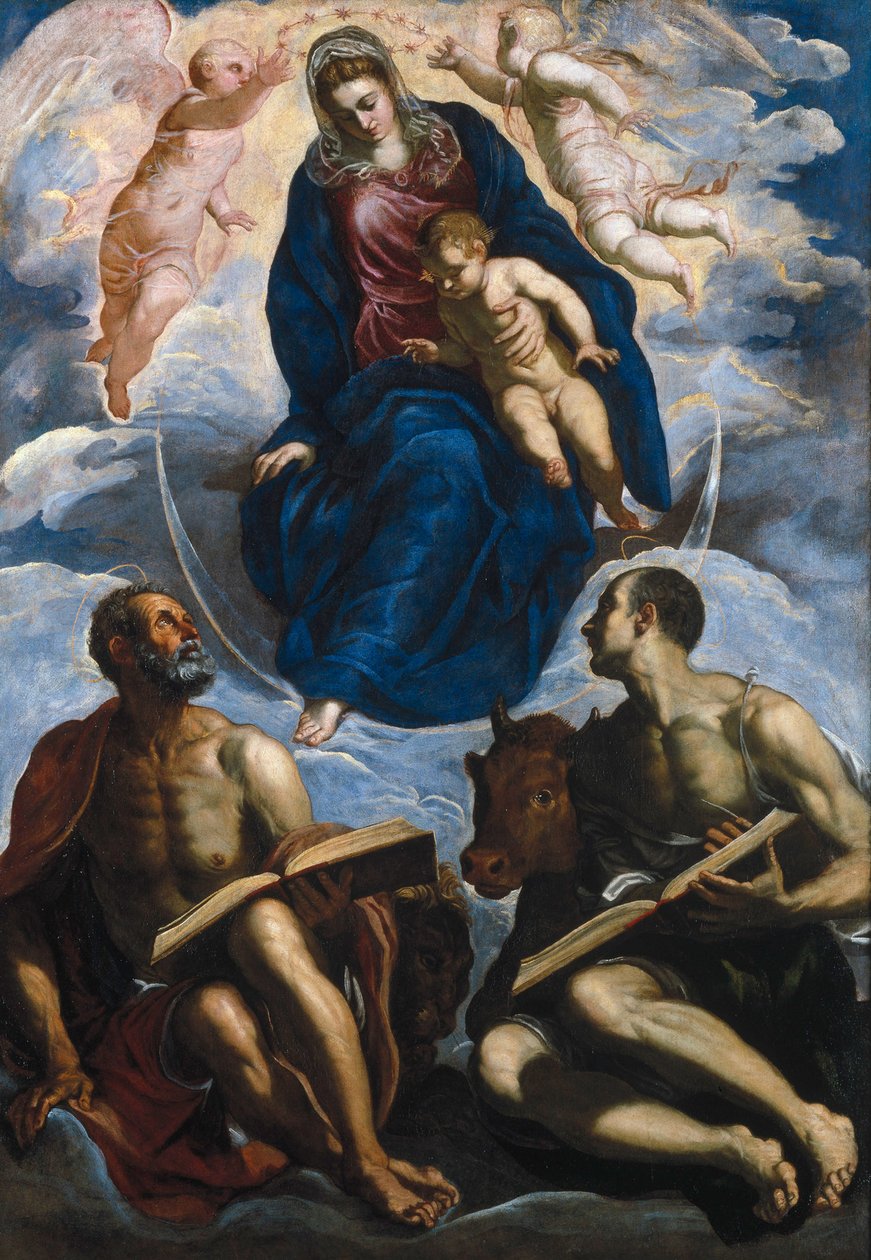 Maria med barnet, æret af Sankt Marc og Sankt Lukas af Jacopo Robusti Tintoretto