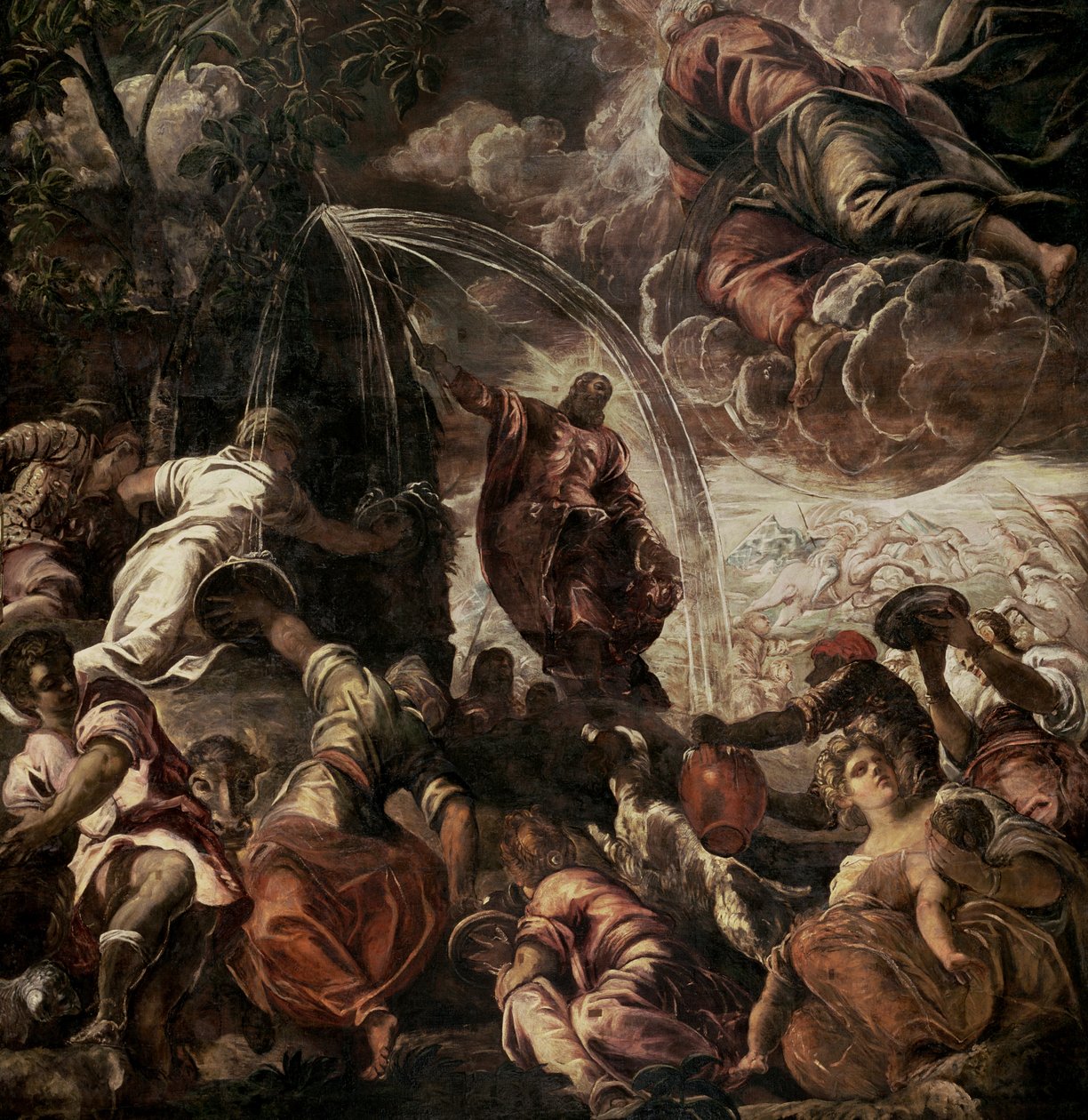 Moses slår vand fra klippen, 1575 af Jacopo Robusti Tintoretto