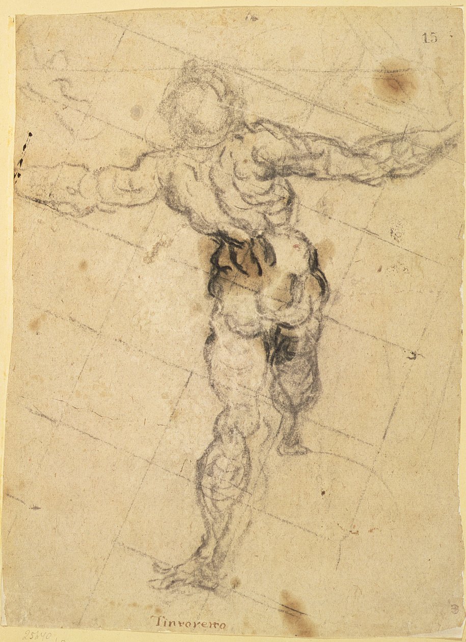 Undersøgelse af en mandlig nøgen bagfra af Jacopo Robusti Tintoretto
