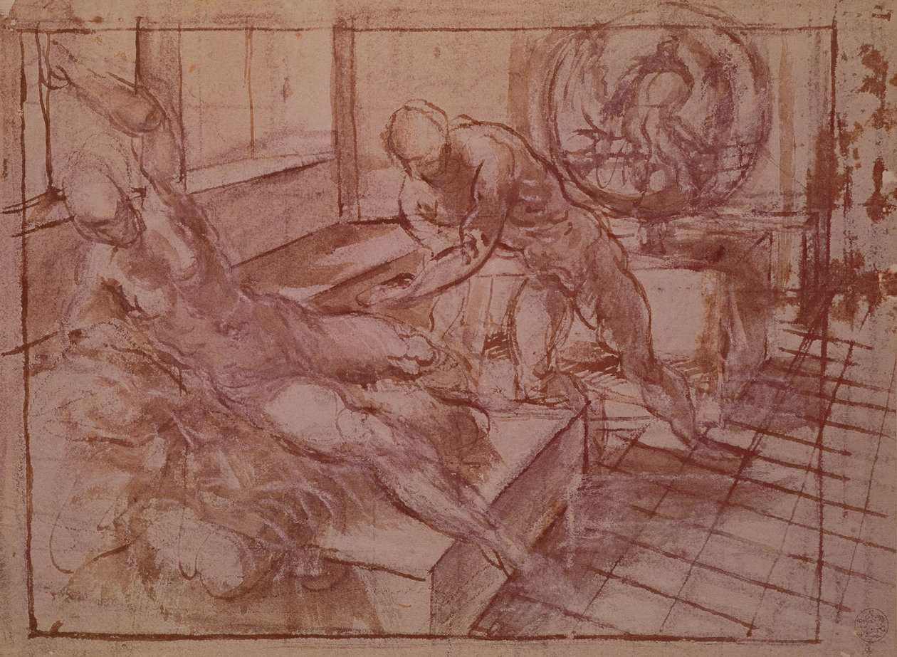 Vulcan og Venus (pen og blæk) af Jacopo Robusti Tintoretto