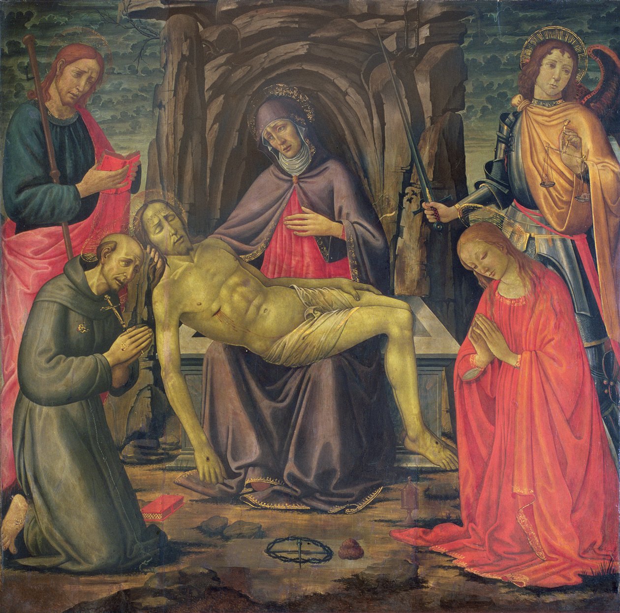 Pieta og hellige af Jacopo del Sellaio