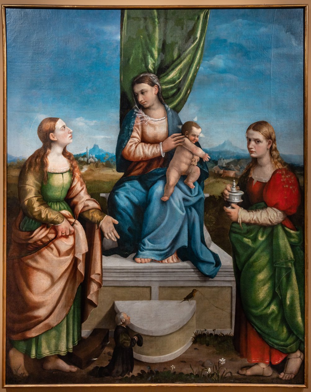Tronet Madonna med Jesusbarnet mellem de hellige Catherine og Maria Magdalena, tredje årti af det 16. århundrede (olie på lærred) af Jacopo (1510 92) Bassano
