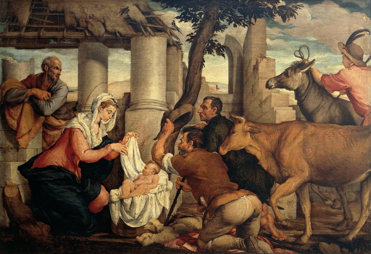 Hyrdernes tilbedelse, af Jacopo Bassano (ca 1510-1592) af Jacopo (1510 92) Bassano
