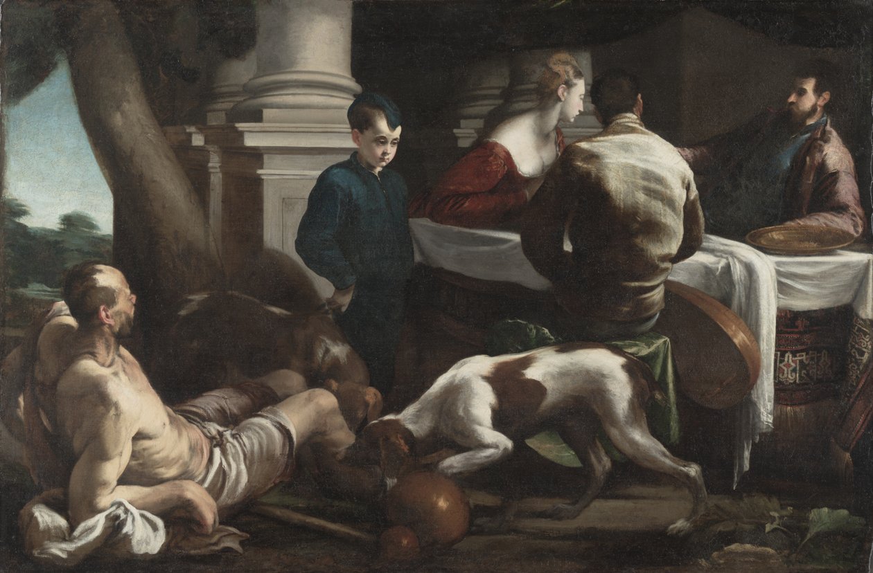 Lazarus og den rige mand, ca. 1550 (olie på lærred) af Jacopo Bassano