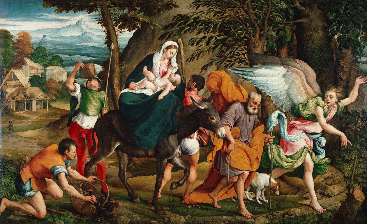 Flugten til Egypten, ca. 1544-45 (olie på lærred) af Jacopo (1510 92) Bassano
