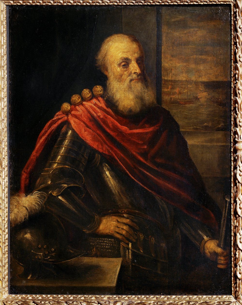 Portræt af Vincenzo Cappello, venetiansk admiral, også kendt som Portræt af Nicolo Capello, "guvernør" på en galej ... af Jacopo (c.1480 1528) Palma