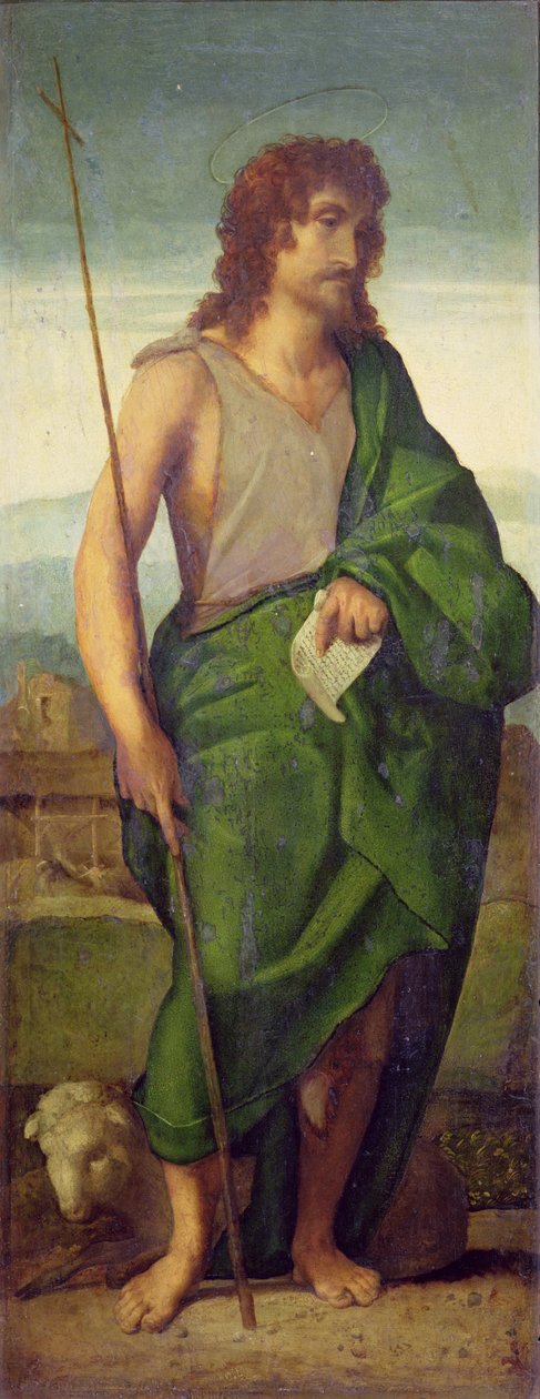 Johannes Døberen (olie på panel) af Jacopo (c.1480-1528) Palma