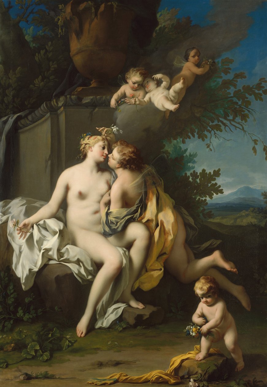 Flora og Zephyr, ca. 1730 (olie på lærred) af Jacopo Amigoni