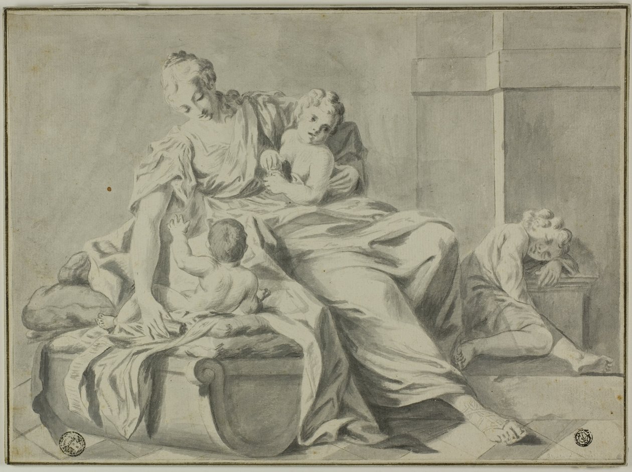 Mor og tre børn af Jacopo Amigoni