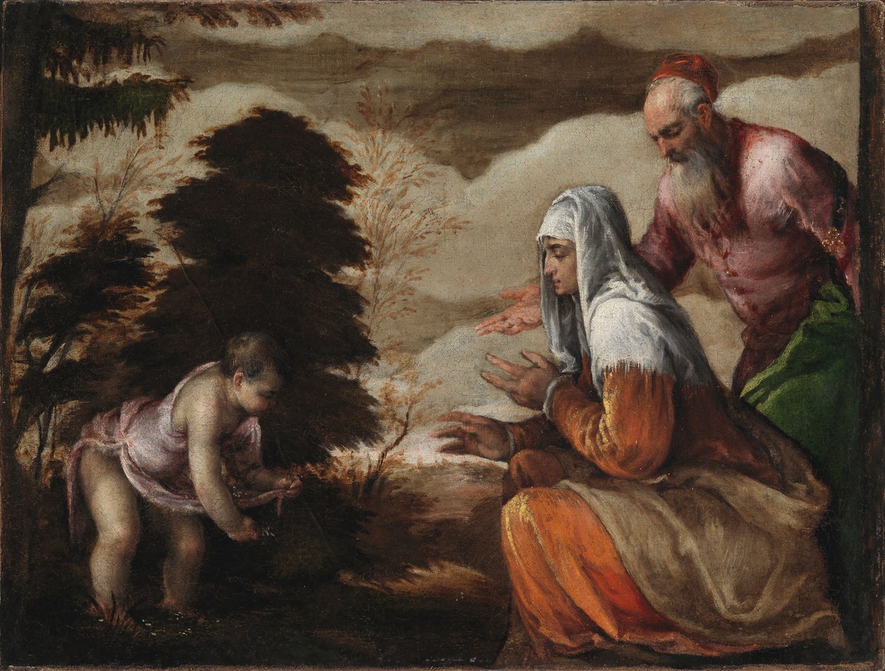 Johannes Døberen plukker blomster til sine forældre af Jacopo Bassano